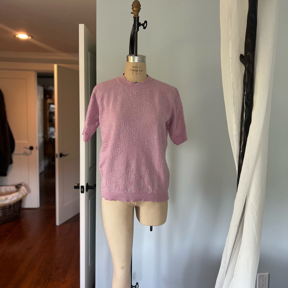 Gucci GG Pink Knit Designer Sweater